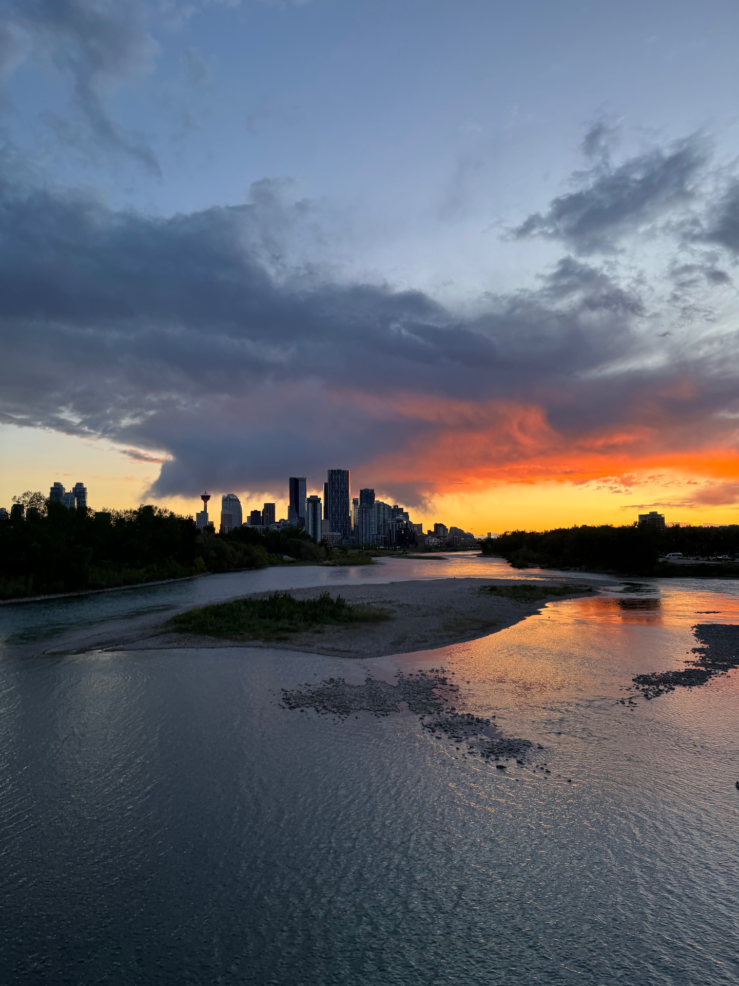 Calgary skyline at sunset